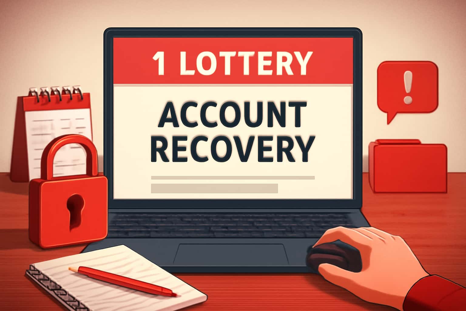 Informational scene depicting the concept of 1 Lottery Account Recovery.