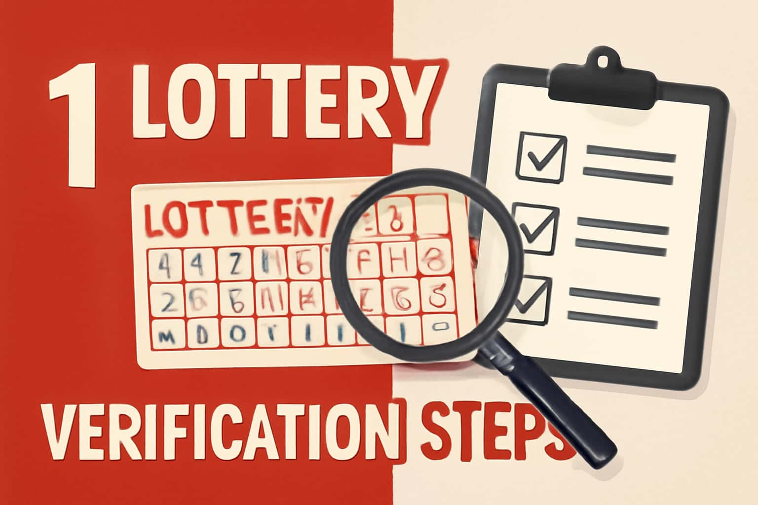 Informative scene illustrating the 1 Lottery Verification Steps.