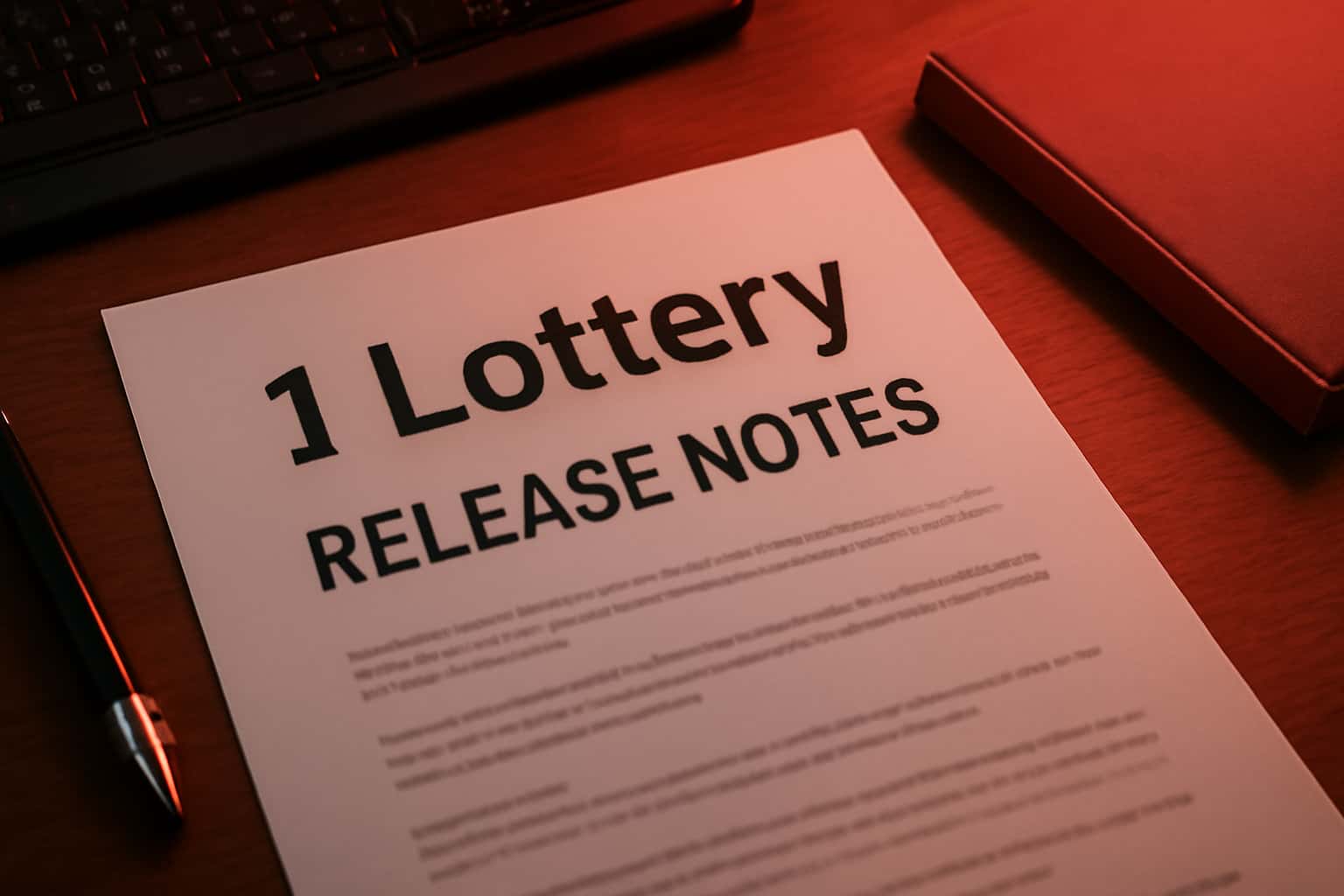 Informational scene about 1 Lottery Release Notes with a focus on account management.
